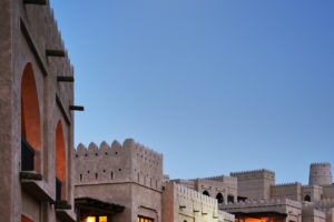 Exterior shot of hotels palatial fortress design
